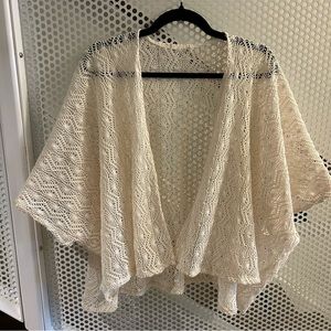 Crochet Sweater Open Front One Size in Off-White GUC
